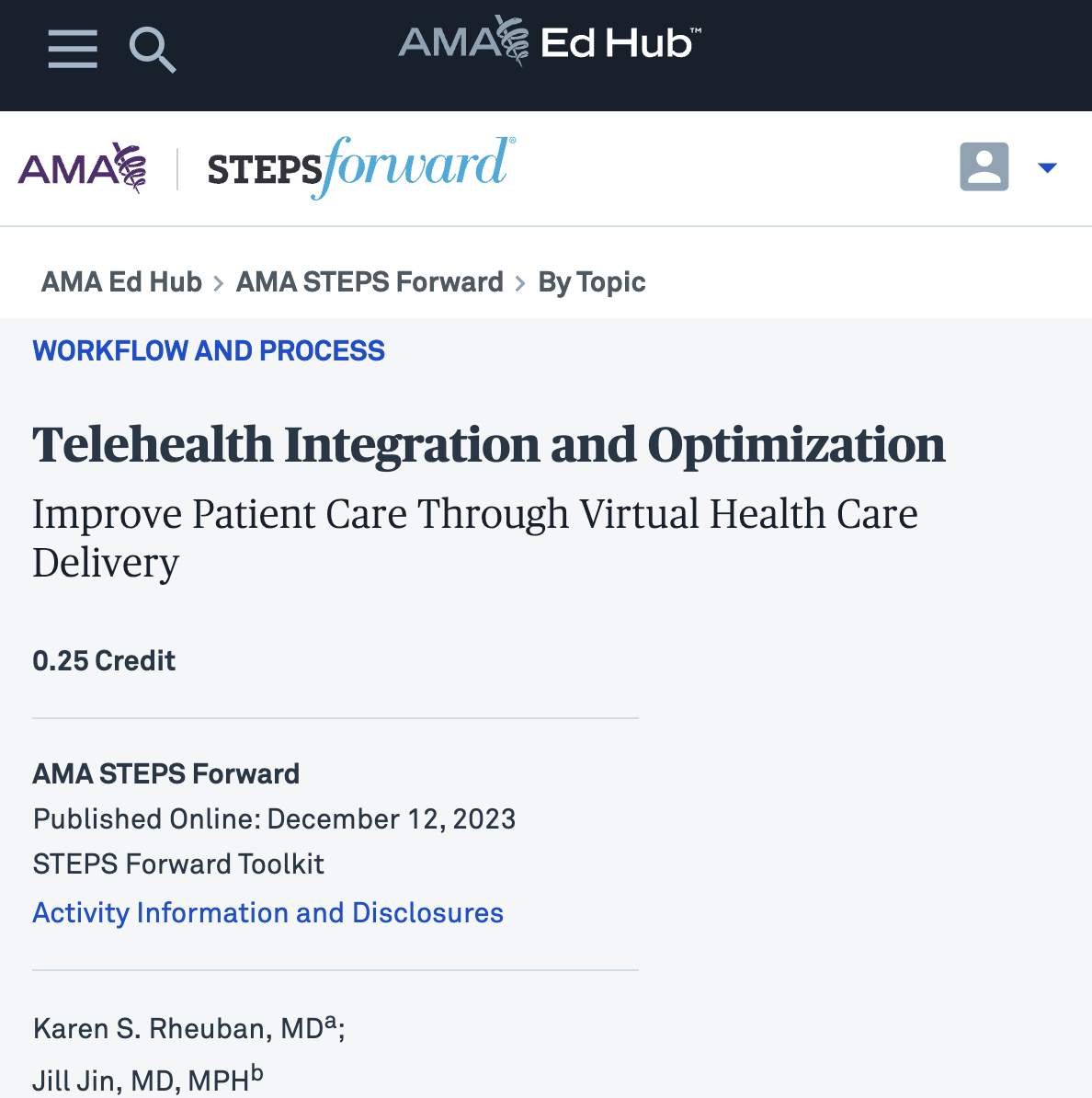 AMA Toolkit - Telehealth Integration and Optimization